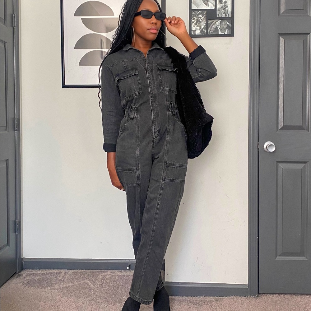 Washed Black Long Sleeve Denim Jumpsuit - Universal Thread/Target